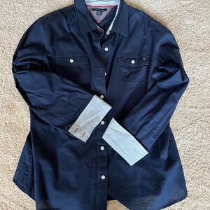 Tommy Hilfiger Classic Navy Shirt with pinstripe Accents